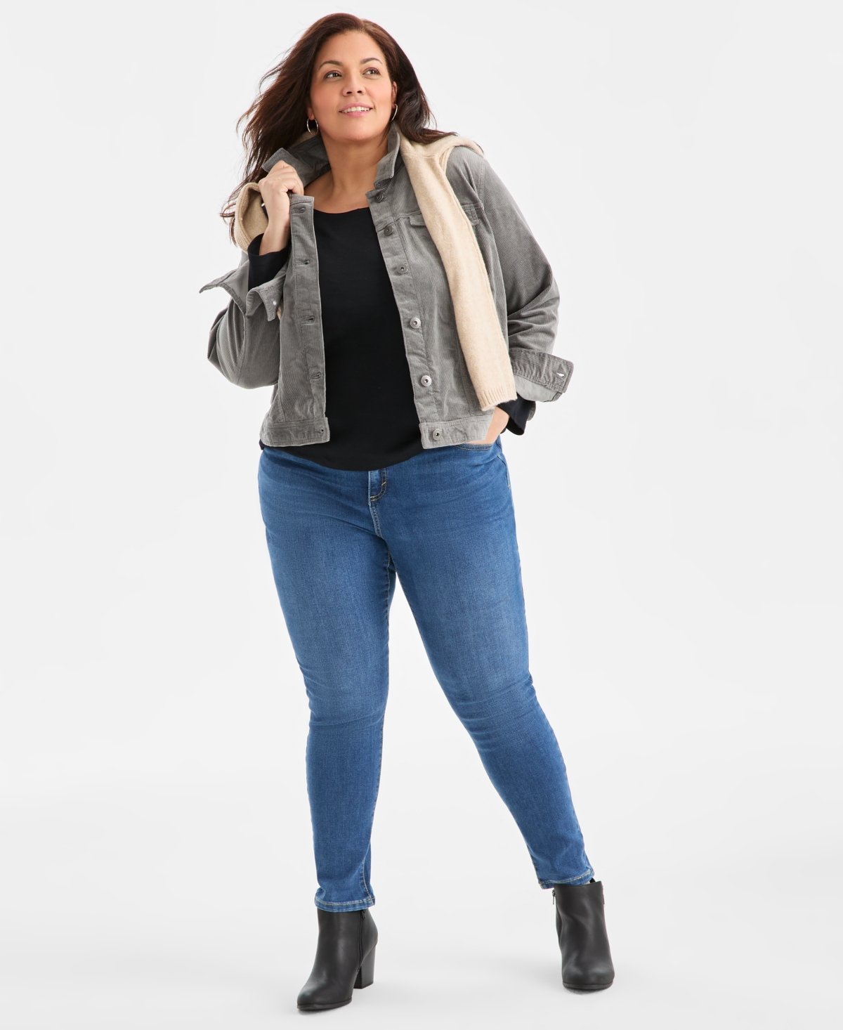 Style & Co Plus Size Corduroy Button-front Jacket, Macy's Exclusive In Gold
