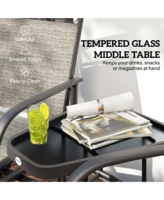 2-Person Outdoor Glider Chair with Table for Garden
