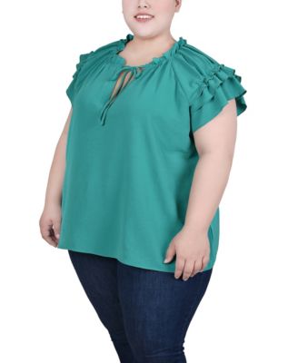 Plus Size Short Sleeve Ruffled Top