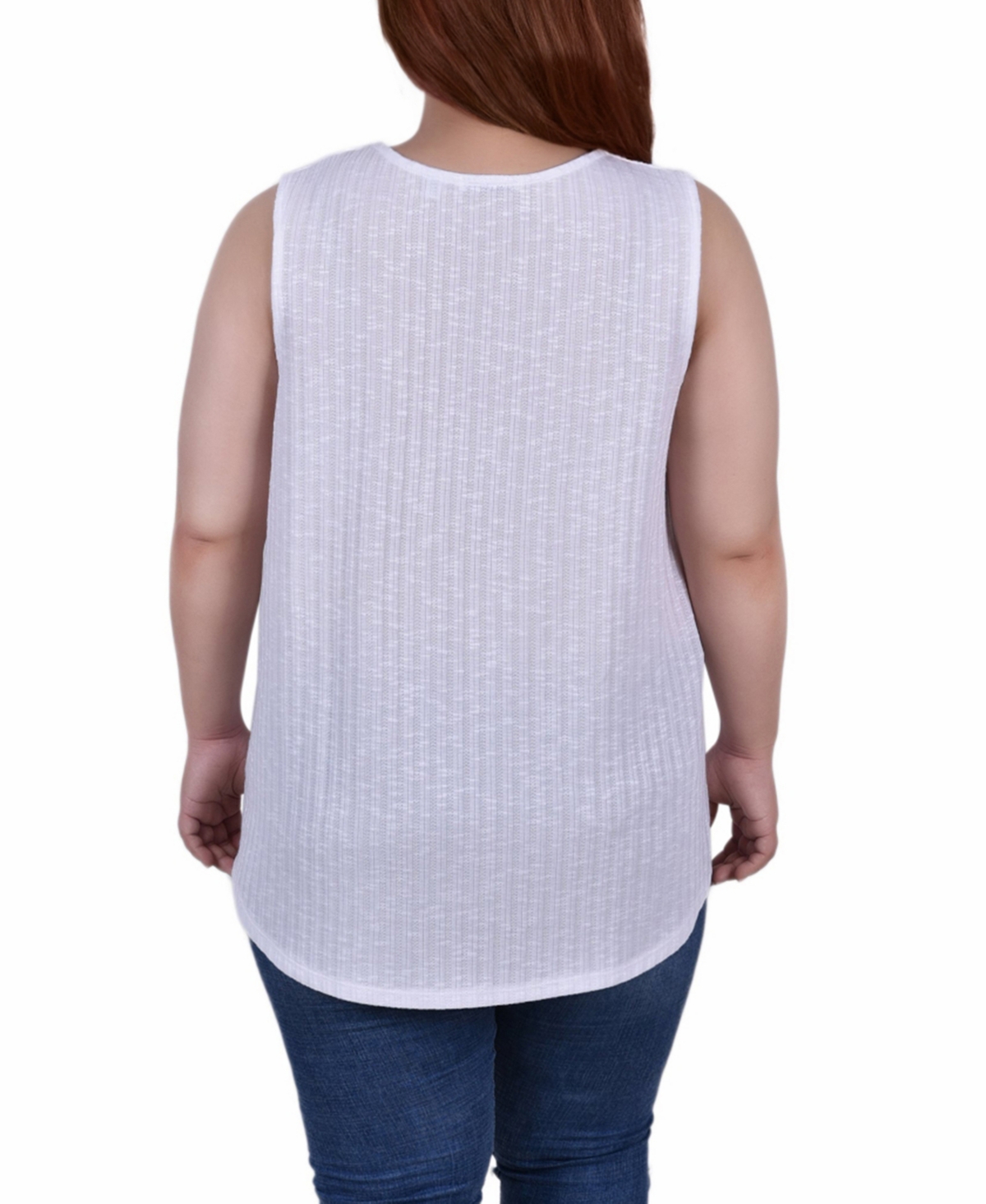 Ny Collection Plus Size Sleeveless Rib Top In White