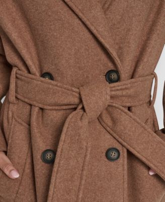 Petite Belted Notch Collar Coat