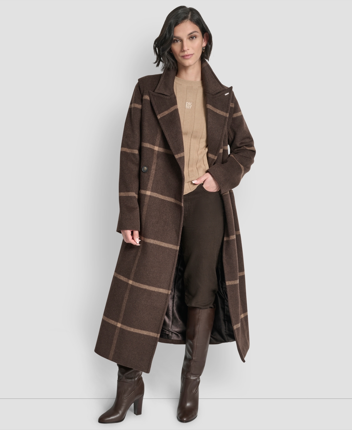 Dkny Women's Notch Collar Belted Wrap Coat