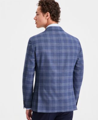 Men's Modern-Fit Navy Windowpane Blazer