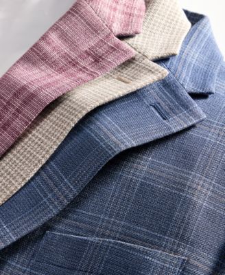 Men's Modern-Fit Navy Windowpane Blazer