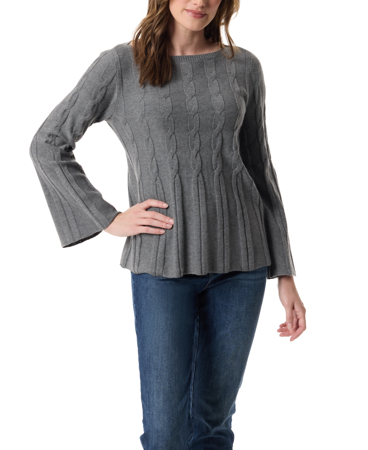 Gloria Vanderbilt Women's Maren Cable Knit Sweater In Gray