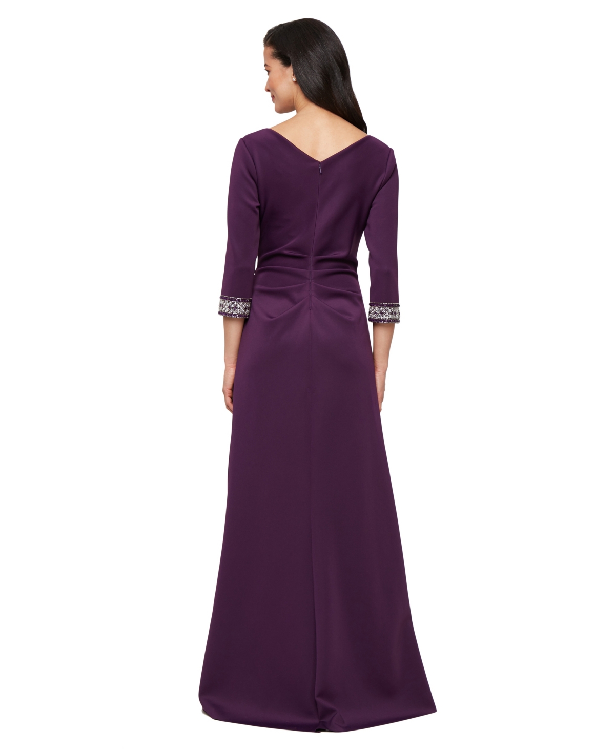 Alex Evenings Long Stretch Scuba Crepe Dress In Purple