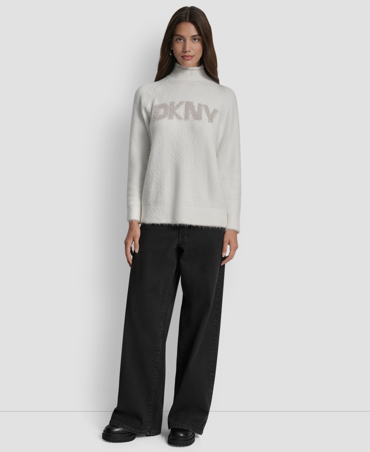 Dkny Jeans Women's Tinsel Logo Detail Sweater In Multi