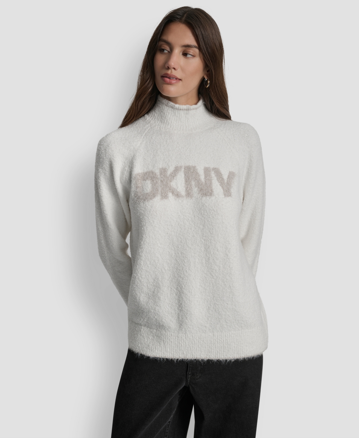 Dkny Jeans Women's Tinsel Logo Detail Sweater In Multi