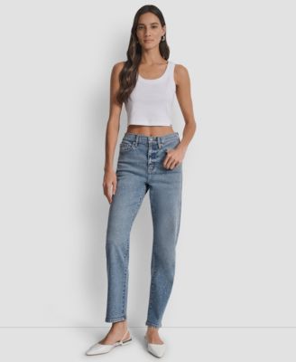 Women's High Rise Straight Fit Embellished Jeans