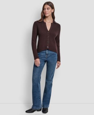 DKNY Jeans - Women's Shaker Stitch Detail Cropped Cardigan Sweater