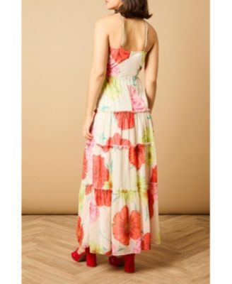 Women's Rosette Detail Halterneck Midi Dress