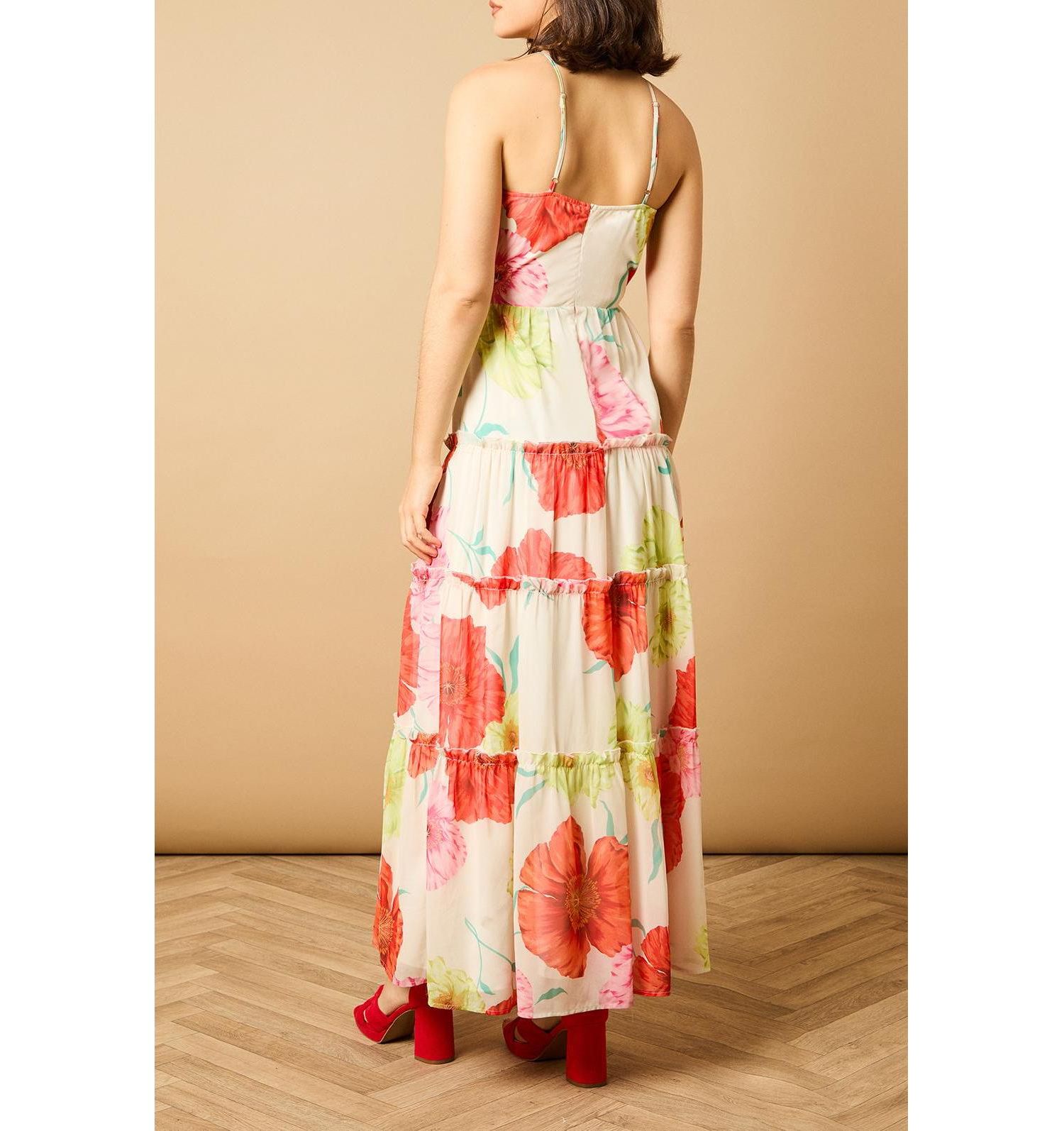 Women's Rosette Detail Halterneck Midi Dress