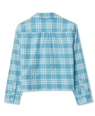 Girls Long Sleeve Cropped Flannel Shirt