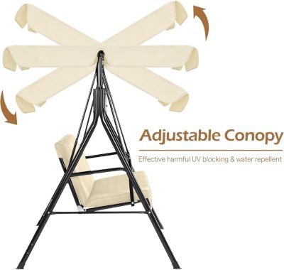 3-Seat Outdoor Patio Swing Chair