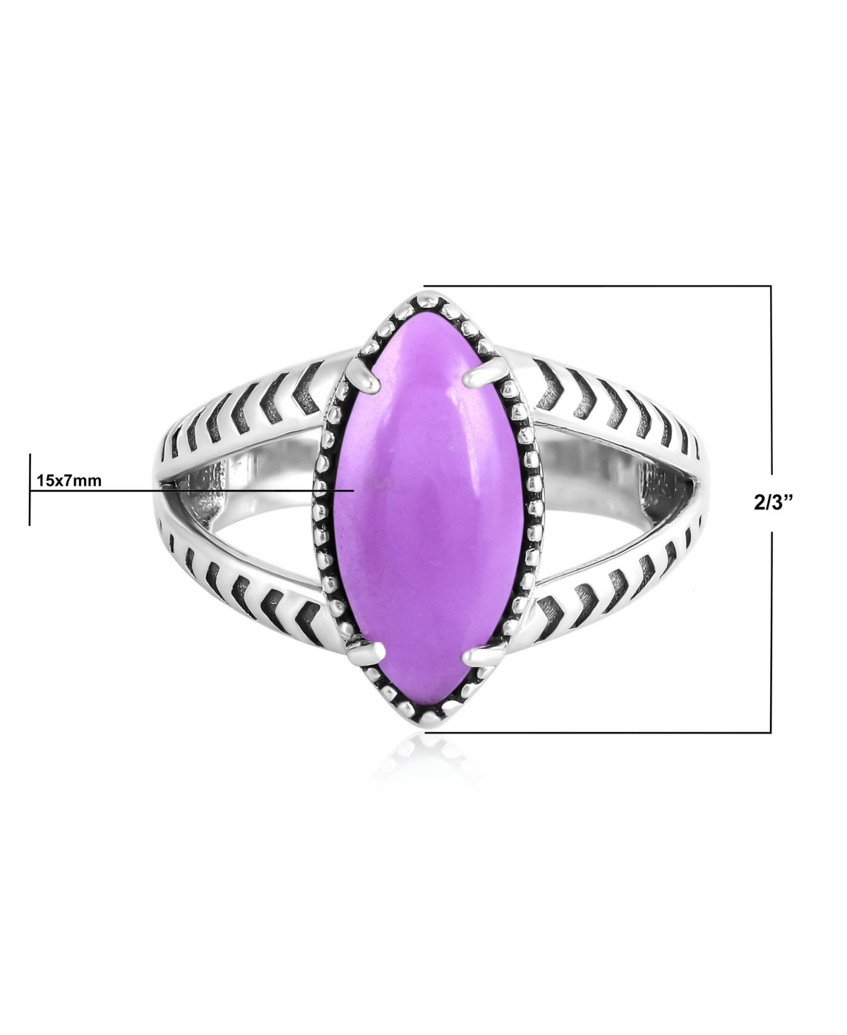 American West Jewelry Sterling Silver Phosphosiderite Marquise Split Shank Ring