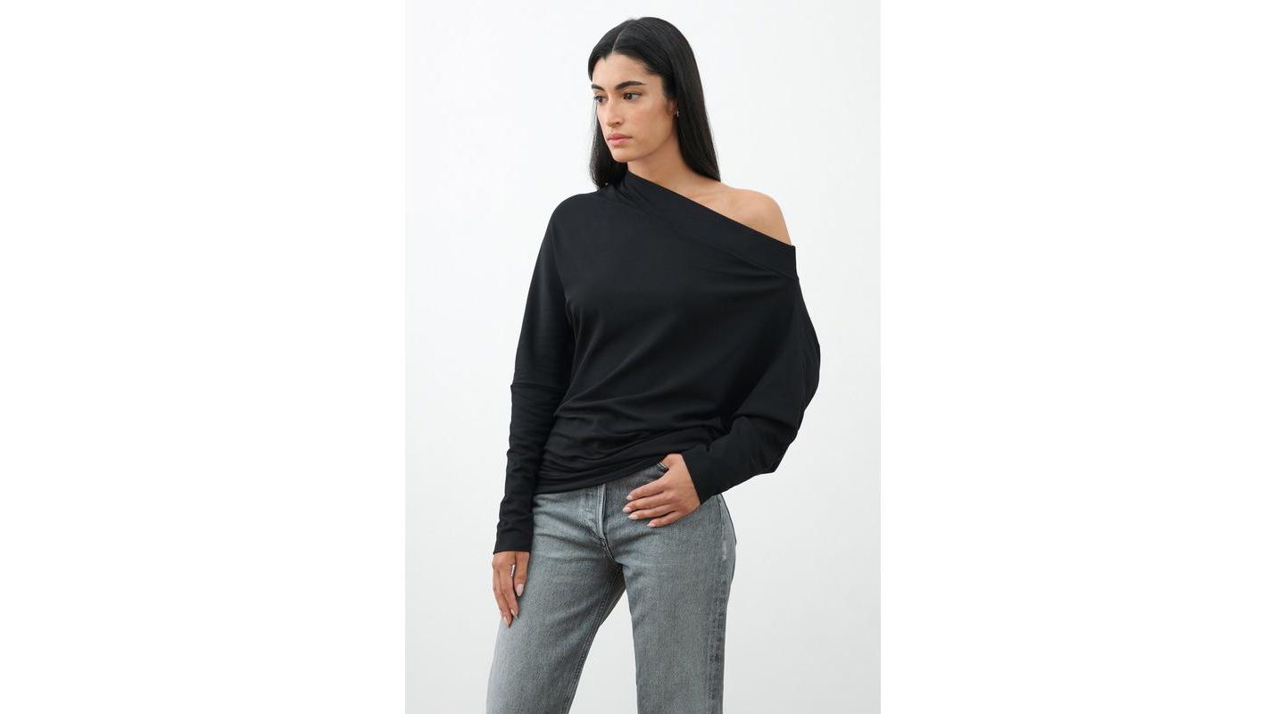 Женская толстовка Marcella Lauren Off-Shoulder Long-Sleeve Relaxed-Fit Casual, цвет: Чёрный — фото 7