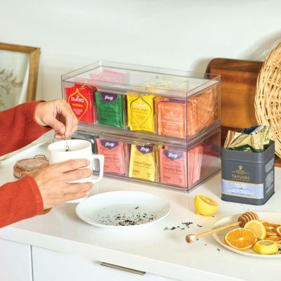 Stackable 4-Section Tea Storage Drawer for Countertop - Clear