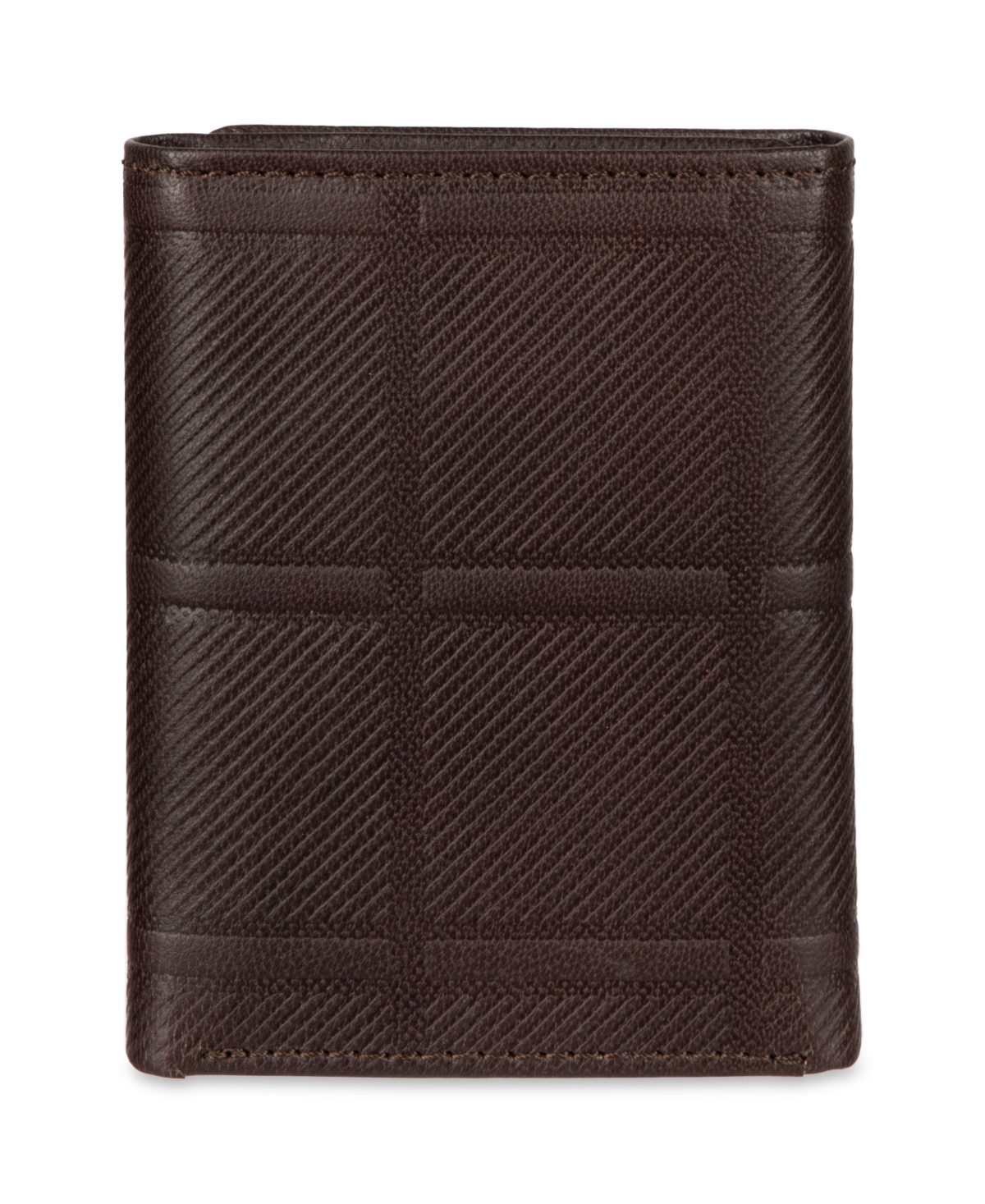 Tommy Hilfiger Men's Trifold Plaid Wallet In Brown