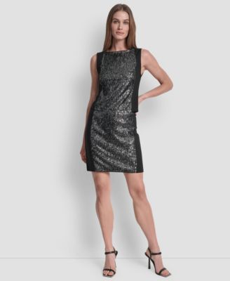 Women's Sequin Panel Sleeveless Top