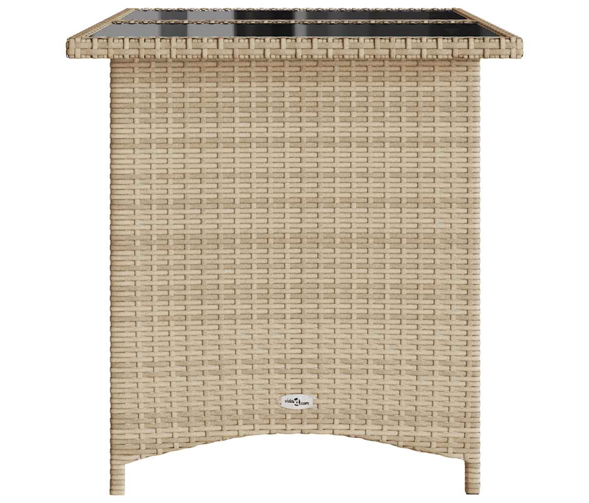 Garden Table Beige Pe rattan, powder-coated steel, tempered glass