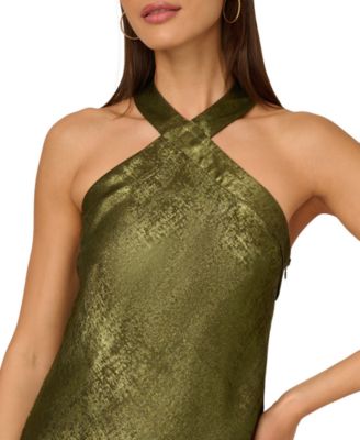 Women's Folied-Chiffon Halter Gown
