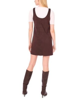 Women's Faux-Suede Sleeveless Short Shift Dress