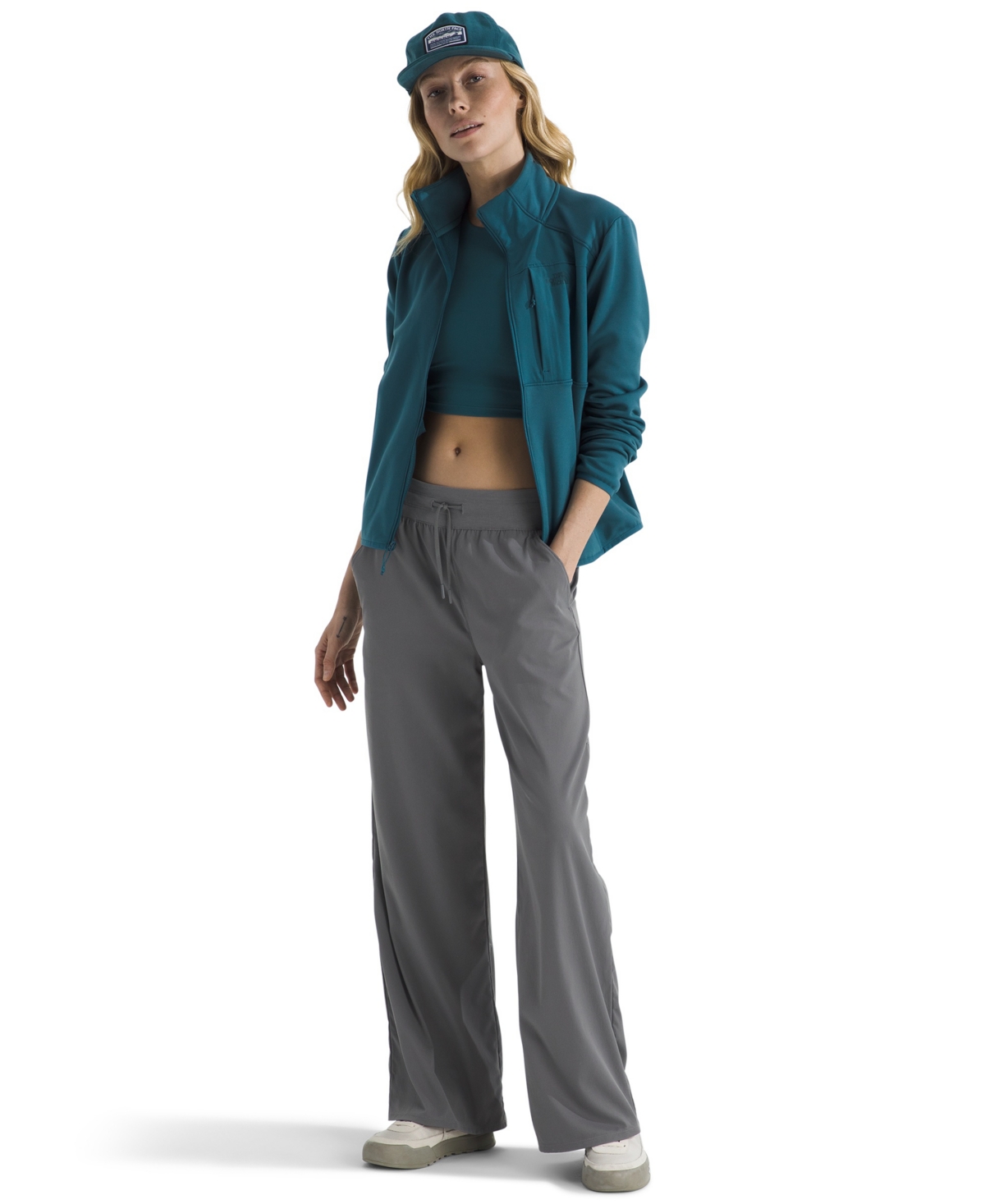 The North Face Aphrodite Arise Wide Leg Pants In Gray