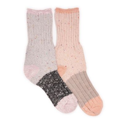 Women's 2 Pair Pack Single Layer Color block Texture Socks