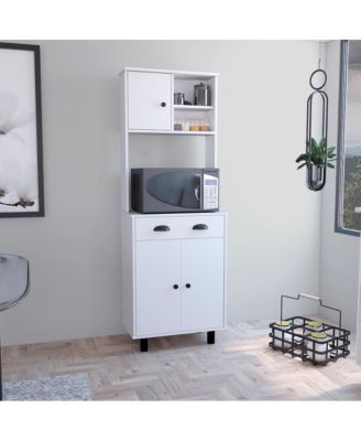  66.6"H x 23.6"W Laminated Particle Board 2 Cabinets, Drawer, Open Shelves Kitchen Pantry Cabinet