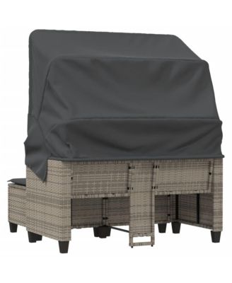 Garden Sofa Grey PE rattan, powder-coated steel 2-seater