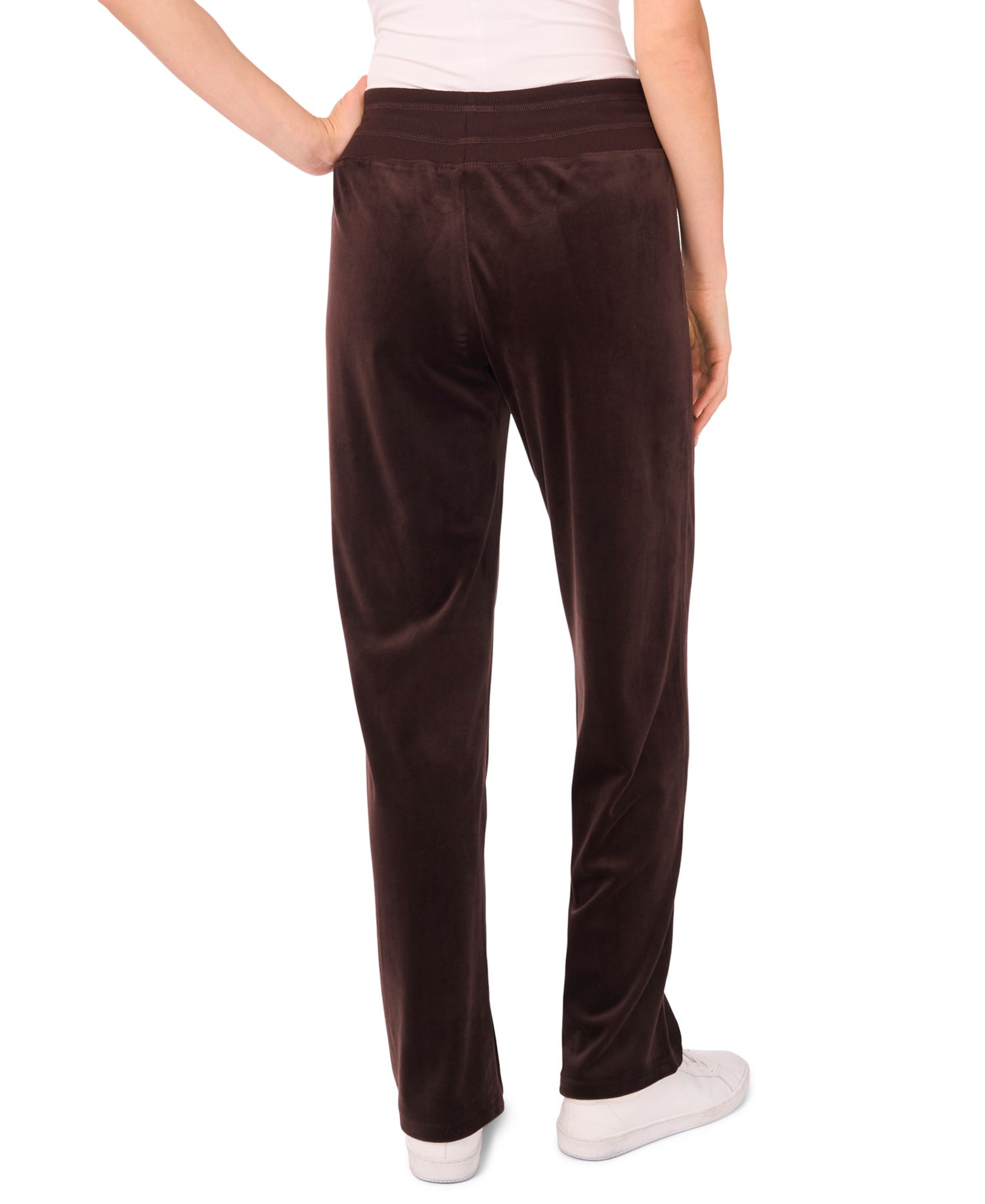 Women's Velour Drawstring-Waist Straight-Leg Pants