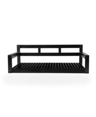 TOPMAX Acacia Wood Twin Size Porch Swing Daybed with Hanging Ropes