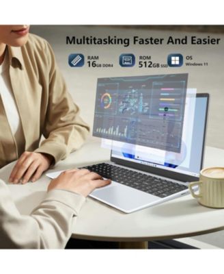 Laptop Computer, 16GB DDR4 512GB SSD,Core N95, 15.6" FHD IPS, 2.4G/5G WiFi, Webcam, Cooling Fan, Fingerprint Unlock, Backlit Keyboard