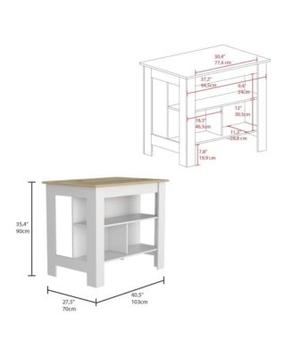 Cala Kitchen Island White / Light Oak MDF