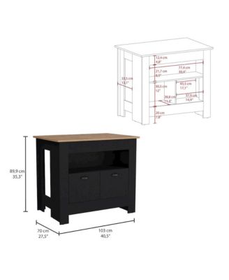 Arlet Kitchen Island Black/Macadamia MDF
