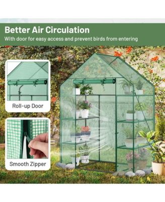 Portable Mini Walk In Outdoor 4 Tier 8 Shelves Greenhouse