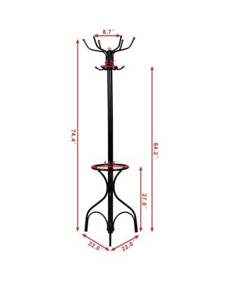 Metal Coat Hat Rack Organizer Clothes Hanger Hooks Tree Stand Umbrella Holder