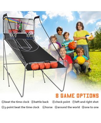 Dual LED Electronic Shot Basketball Arcade Game with 8 Game Modes 4 Balls Foldable