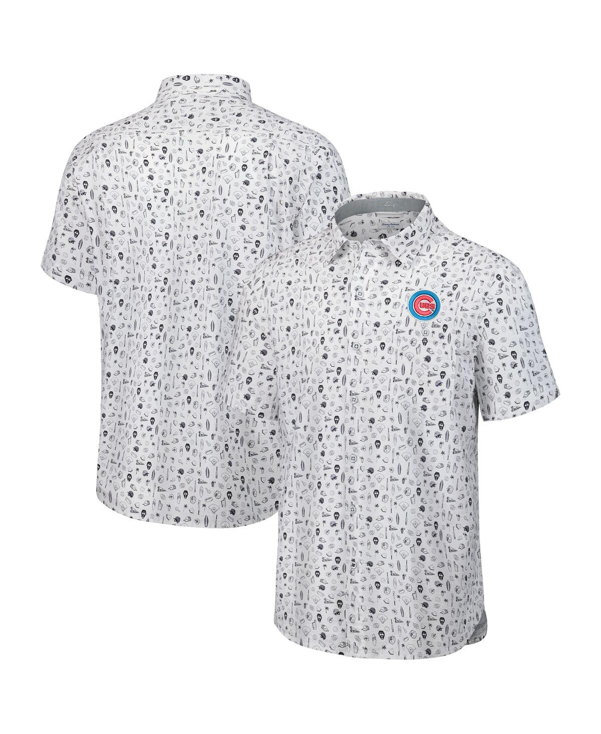 Tommy Bahama Men's Gray Chicago Cubs Nova Wave Riptide Rally Camp Button-up Short Sleeve Shirt In Gray