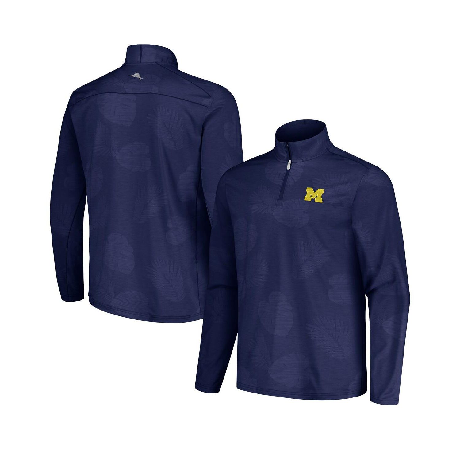 Men's Navy Michigan Wolverines Delray Frond IslandZone Half-Zip Jacket