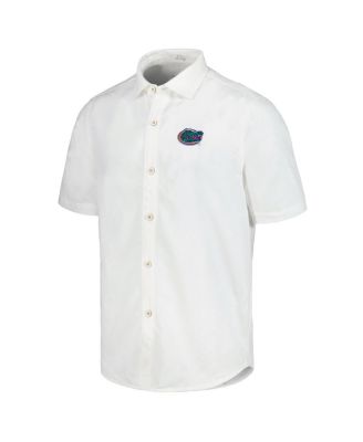 Men's White Florida Gators Coconut Point Palm Vista IslandZone Camp Button-Up Shirt
