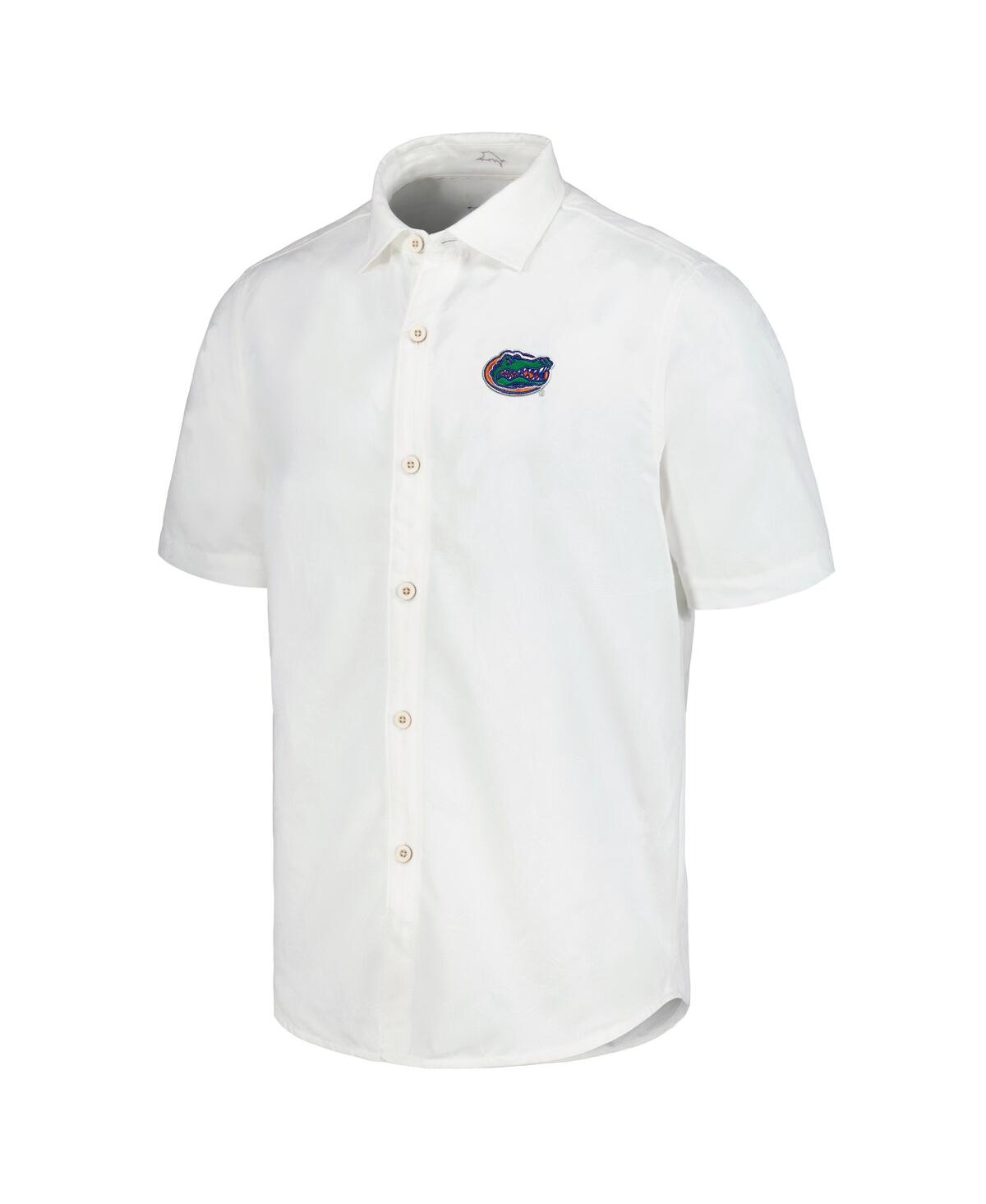 Tommy Bahama Men's White Florida Gators Coconut Point Palm Vista Islandzone Camp Button-up Shirt In White