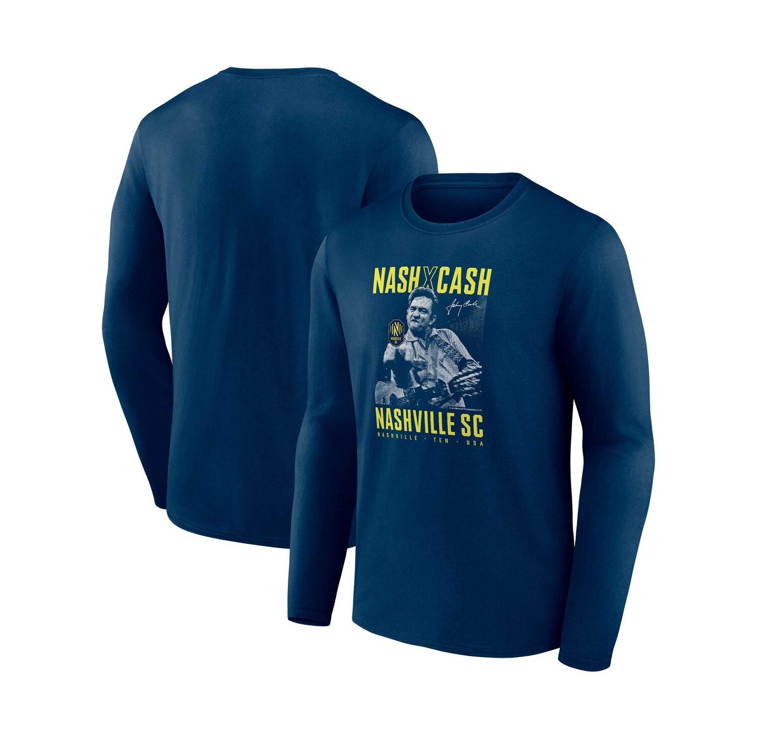 Men's Navy Nashville SC Johnny Cash Finger Long Sleeve T-Shirt