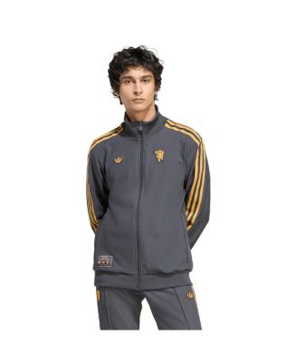 adidas - Men's Gray Manchester United Terrace Icons Full-Zip Track Jacket