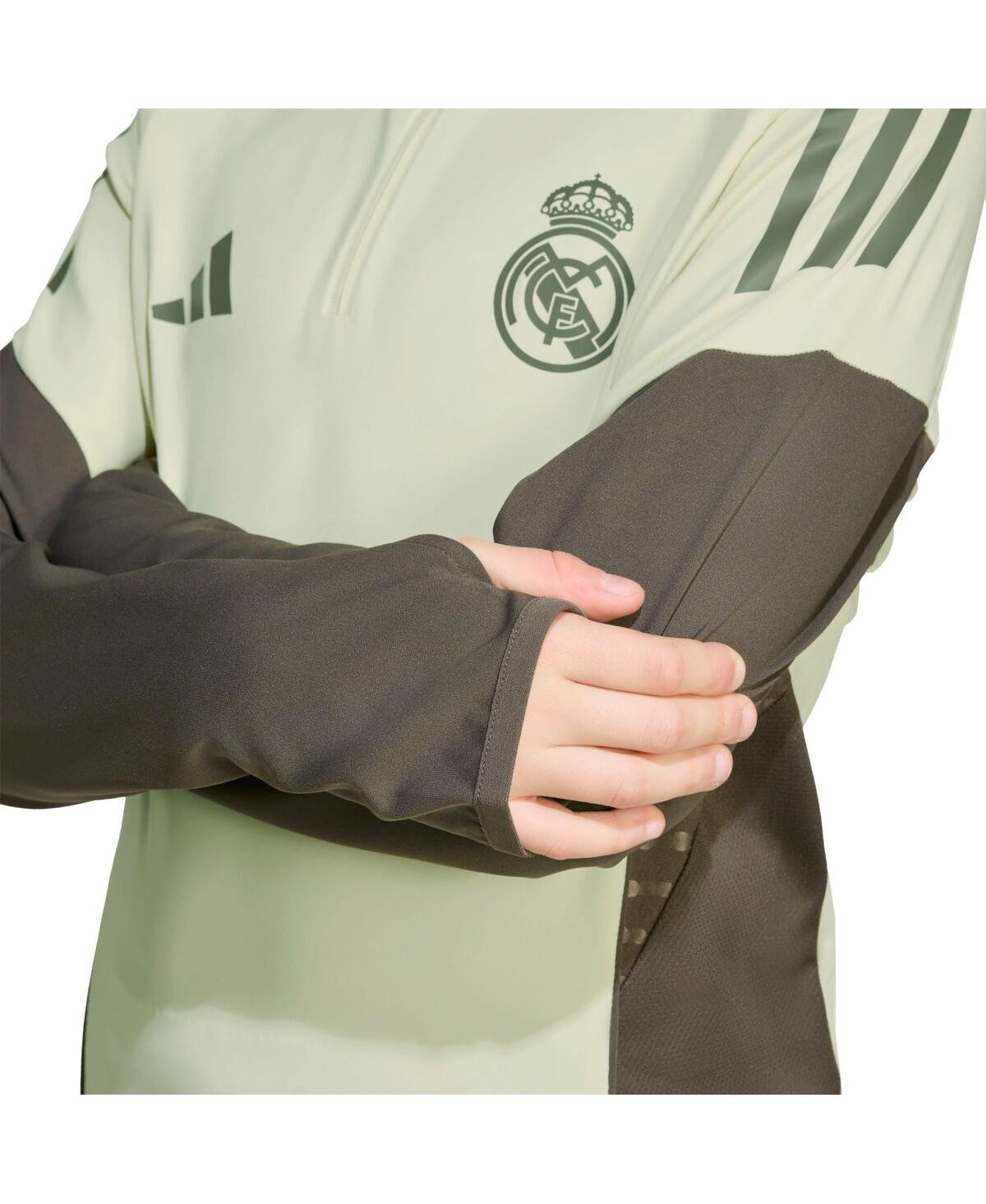 Adidas Originals Big Boys And Girls Green Real Madrid 2025/26 Training Aeroready Quarter-zip Pullover Sweatshirt In Gray