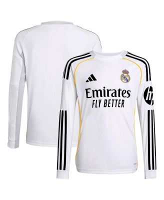 adidas - Big Boys and Girls White Real Madrid 2025/26 Home Replica Long Sleeve Jersey