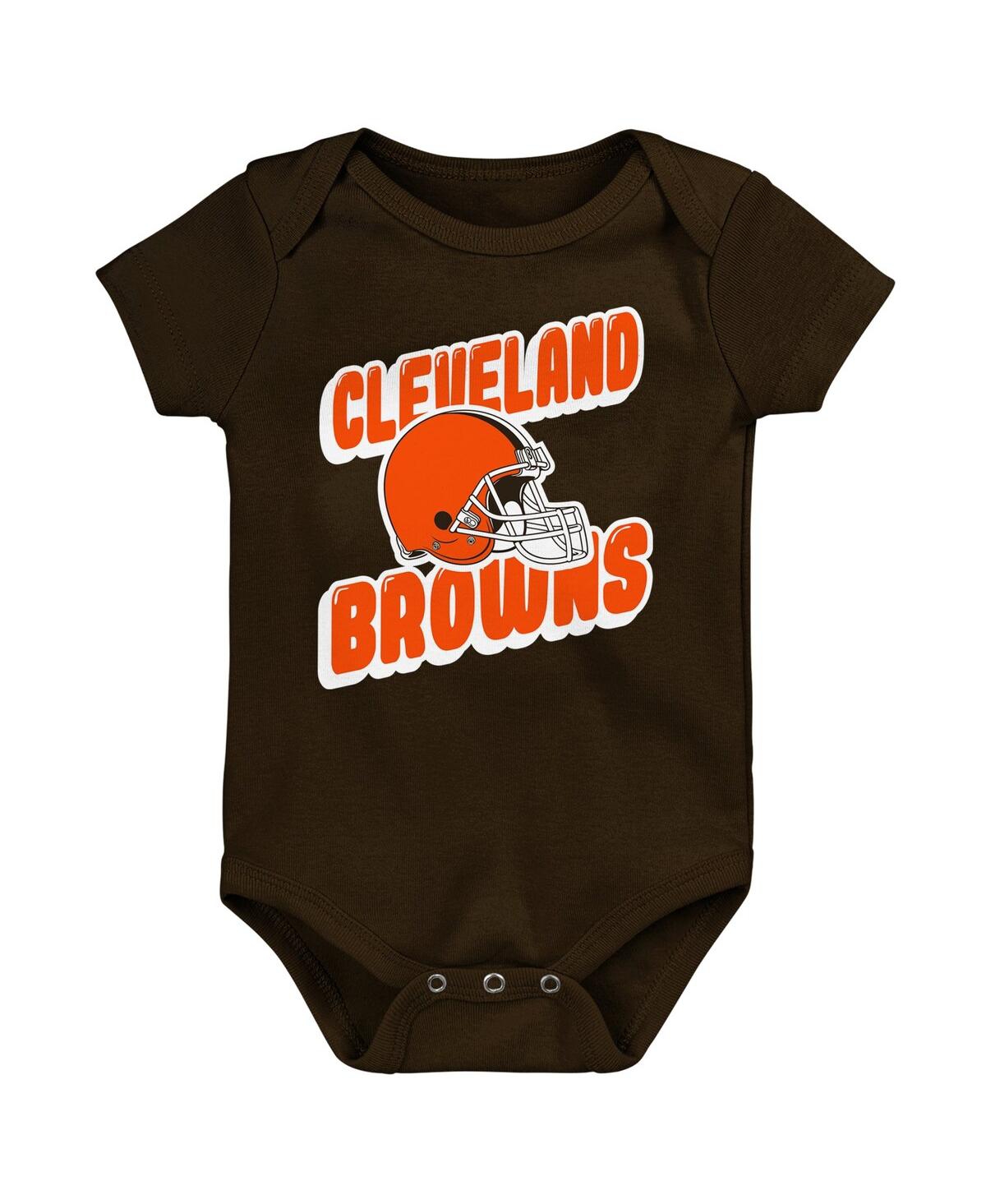 Outerstuff Baby Boys And Girls 3-pack Cleveland Browns Play Day Bodysuit Set In Orange