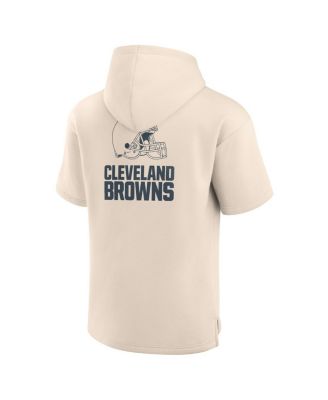 Men's Cream Cleveland Browns Elements Future Ground Lettering Short Sleeve Pullover Hoodie