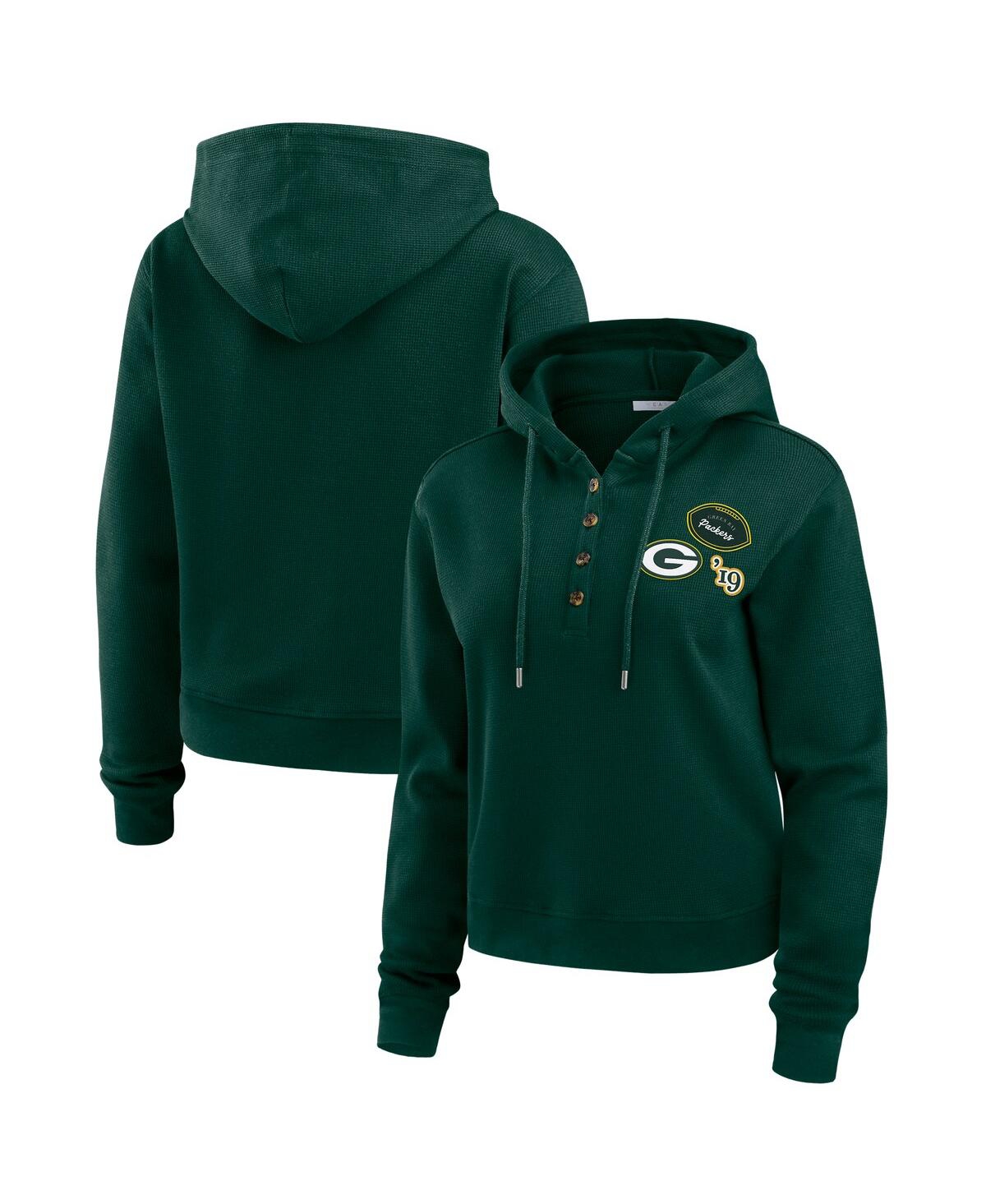 Wear By Erin Andrews Women's Green Bay Packers Waffle Hoodie Pullover Top In Green