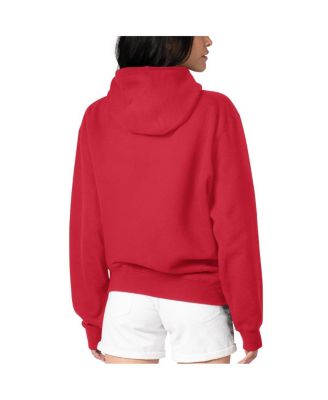 Women's Red Buffalo Bills Football Logo Fleece Tri-Blend Pullover Hoodie